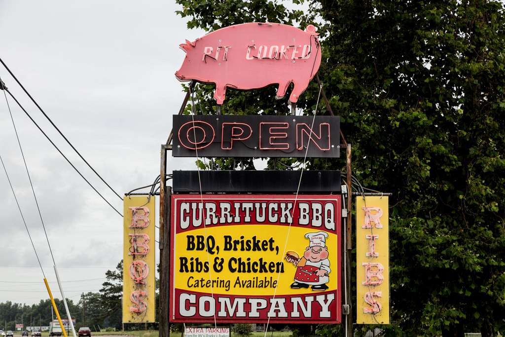 Currituck BBQ road sign