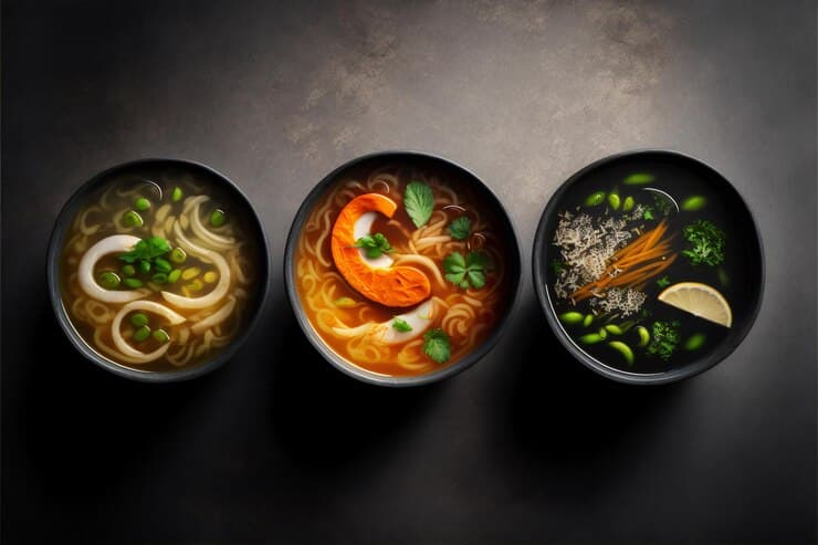Chinese Food on Dark Background